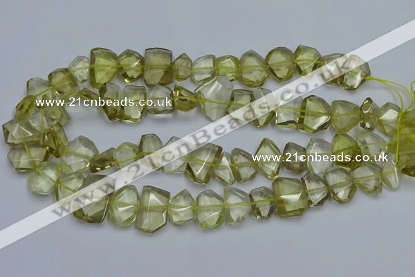 CNG5773 15.5 inches 12*16mm - 15*20mm faceted freeform lemon quartz beads