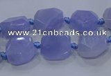 CNG5775 10*12mm - 10*14mm faceted freeform blue lace agate beads
