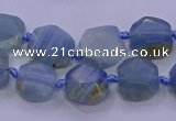 CNG5793 10*12mm - 10*14mm faceted freeform blue calcite beads