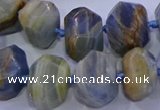 CNG5797 12*16mm - 13*18mm faceted nuggets blue calcite beads