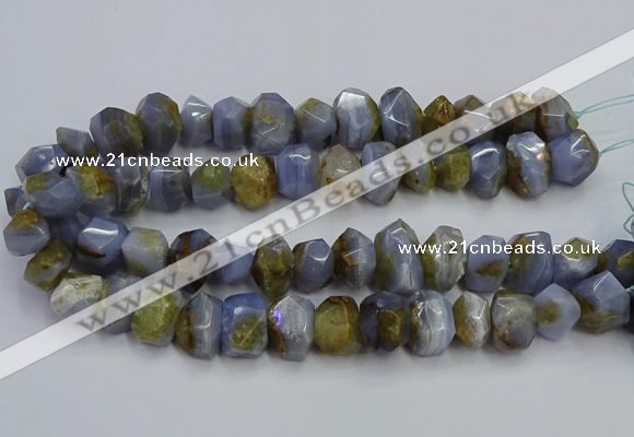 CNG5800 12*16mm - 13*18mm faceted nuggets blue lace agate beads