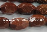 CNG581 15.5 inches 13*22mm faceted nuggets goldstone beads