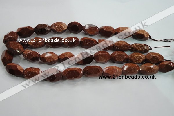 CNG581 15.5 inches 13*22mm faceted nuggets goldstone beads