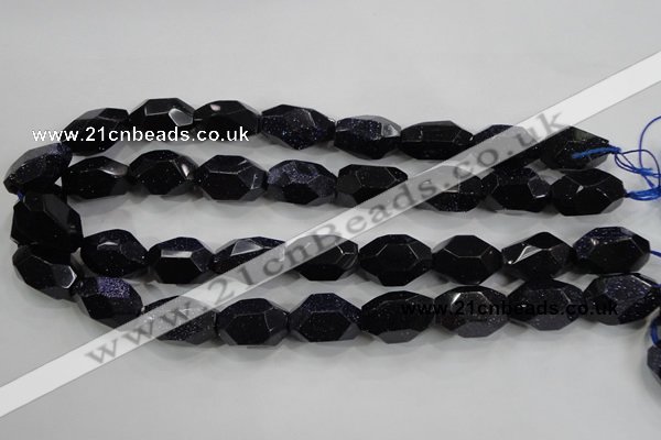 CNG582 15.5 inches 13*22mm faceted nuggets blue goldstone beads