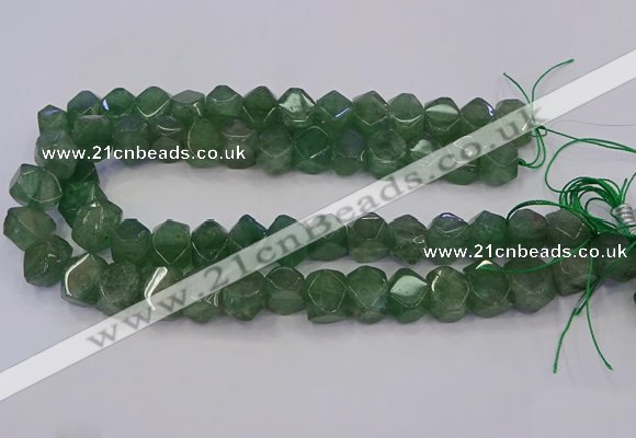 CNG5844 10*14mm - 12*16mm faceted nuggets green strawberry quartz beads