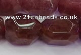 CNG5847 16*22mm - 18*25mm faceted nuggets strawberry quartz beads