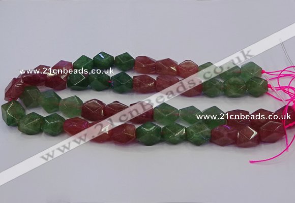 CNG5851 14*15mm faceted nuggets mixed strawberry quartz beads