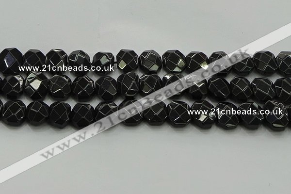 CNG5864 15.5 inches 8*12mm - 12*16mm faceted freeform black agate beads