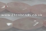 CNG587 15.5 inches 15*33mm faceted nuggets rose quartz beads