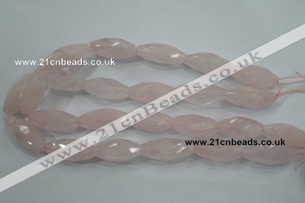 CNG587 15.5 inches 15*33mm faceted nuggets rose quartz beads