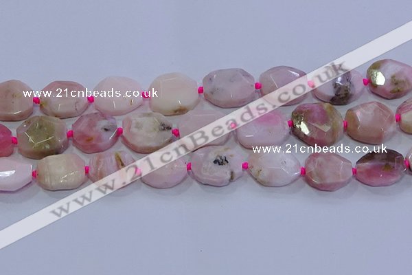 CNG5884 15.5 inches 10*14mm - 12*16mm faceted freeform pink opal beads