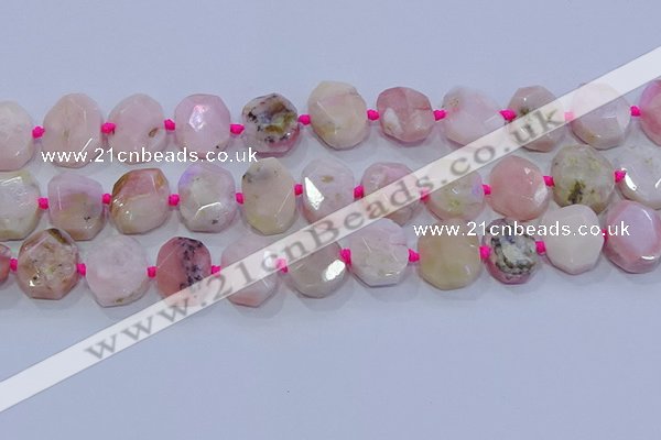 CNG5885 15.5 inches 10*14mm - 12*16mm faceted freeform pink opal beads