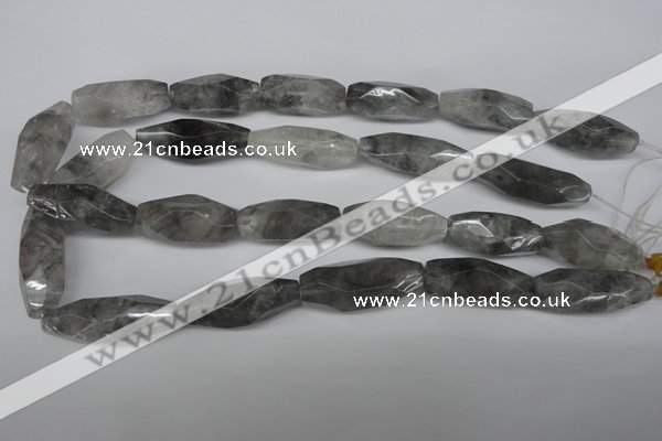 CNG590 12*30mm - 14*32mm faceted rice cloudy quartz nugget beads