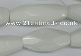 CNG591 12*30mm - 13*32mm faceted rice white porcelain nugget beads