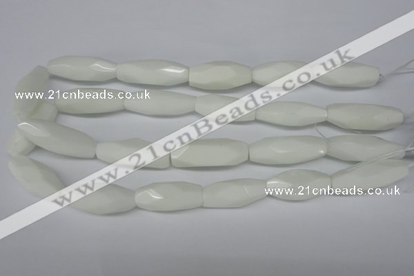 CNG591 12*30mm - 13*32mm faceted rice white porcelain nugget beads