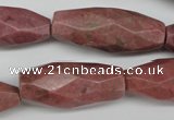 CNG592 13*30mm - 15*40mm faceted rice rhodochrosite nugget beads