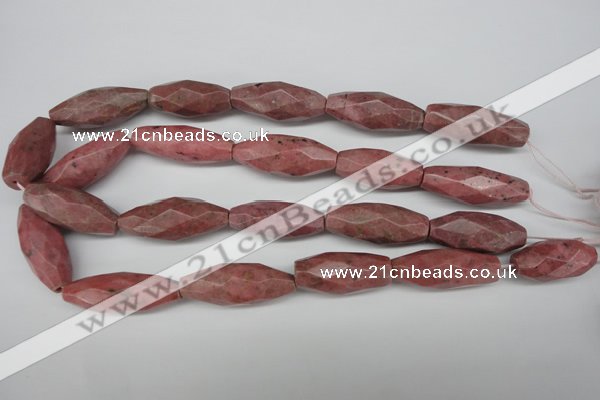 CNG592 13*30mm - 15*40mm faceted rice rhodochrosite nugget beads