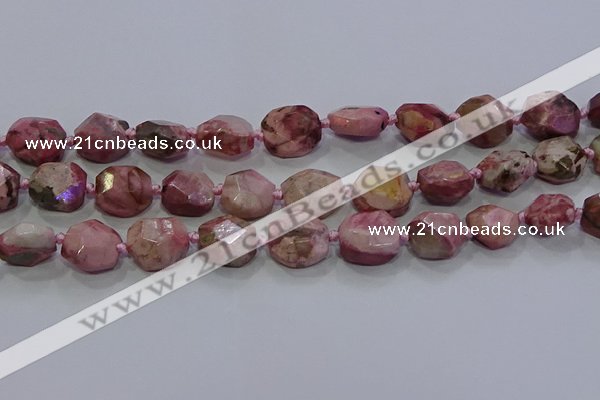 CNG5933 10*12mm - 10*14mm faceted freeform rhodochrosite beads