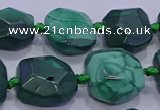 CNG5953 15.5 inches 10*12mm - 10*14mm faceted freeform malachite beads