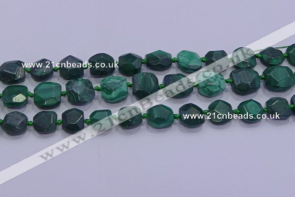 CNG5953 15.5 inches 10*12mm - 10*14mm faceted freeform malachite beads