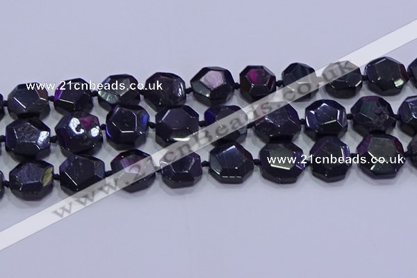 CNG5956 12*16mm - 15*18mm faceted freeform black tourmaline beads