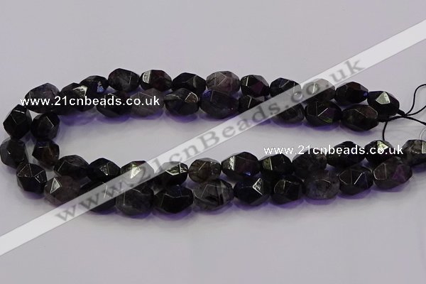 CNG5962 10*14mm - 12*16mm faceted nuggets black rutilated quartz beads