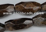 CNG599 13*28mm - 15*34mm faceted rice bronzite nugget beads