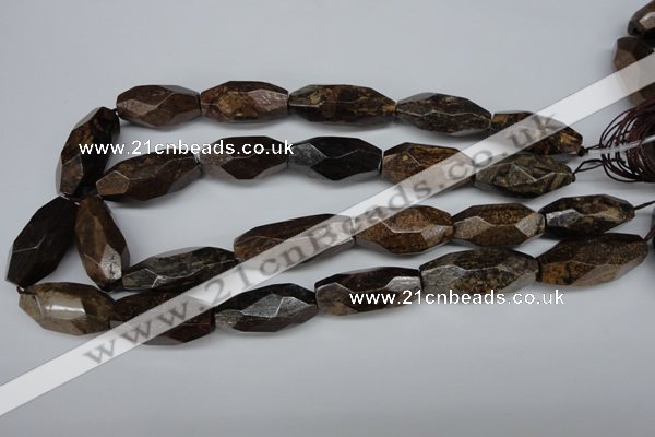 CNG599 13*28mm - 15*34mm faceted rice bronzite nugget beads