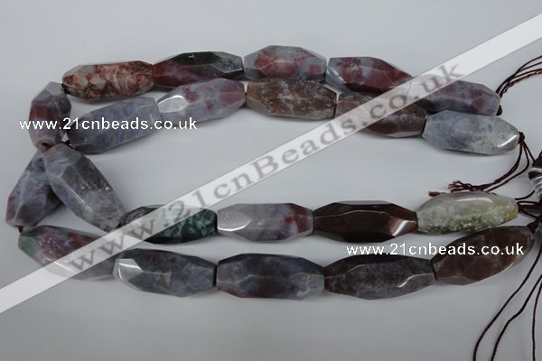 CNG600 13*28mm - 14*34mm faceted rice Indian agate nugget beads