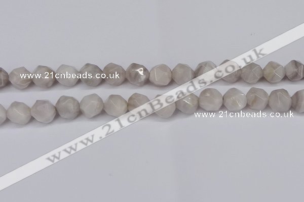 CNG6021 15.5 inches 12mm faceted nuggets grey crazy agate beads