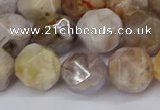 CNG6022 15.5 inches 12mm faceted nuggets silver needle agate beads