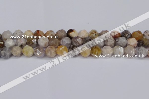 CNG6022 15.5 inches 12mm faceted nuggets silver needle agate beads