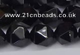 CNG6025 15.5 inches 12mm faceted nuggets black agate beads