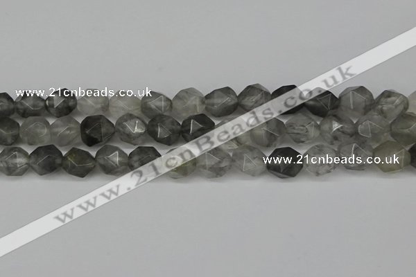 CNG6029 15.5 inches 12mm faceted nuggets cloudy quartz beads