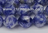 CNG6031 15.5 inches 12mm faceted nuggets blue spot stone beads