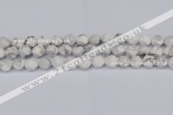 CNG6033 15.5 inches 12mm faceted nuggets white howlite beads