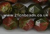 CNG6039 15.5 inches 12mm faceted nuggets unakite gemstone beads