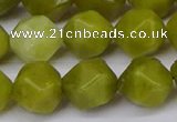 CNG6044 15.5 inches 12mm faceted nuggets lemon jade beads