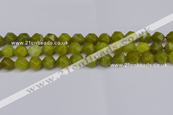 CNG6044 15.5 inches 12mm faceted nuggets lemon jade beads