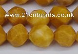 CNG6045 15.5 inches 12mm faceted nuggets yellow jade beads