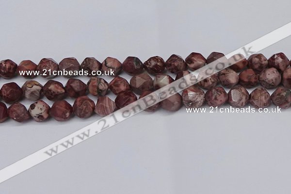 CNG6051 15.5 inches 12mm faceted nuggets red artistic jasper beads