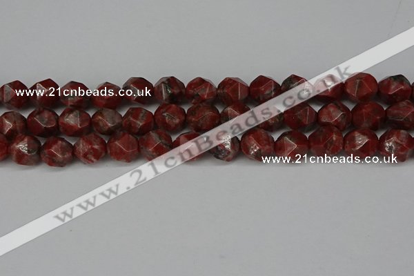 CNG6052 15.5 inches 12mm faceted nuggets brecciated jasper beads