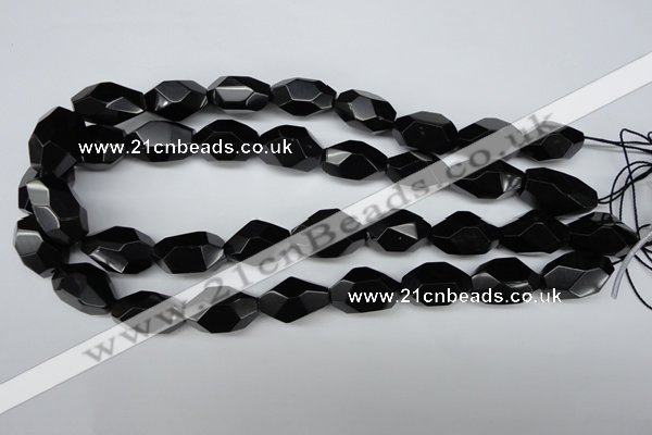 CNG606 12*20mm – 14*24mm faceted nuggets black agate beads