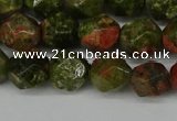 CNG6105 15.5 inches 8mm faceted nuggets unakite gemstone beads