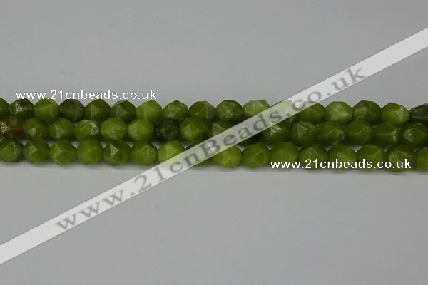 CNG6114 15.5 inches 8mm faceted nuggets lemon jade beads