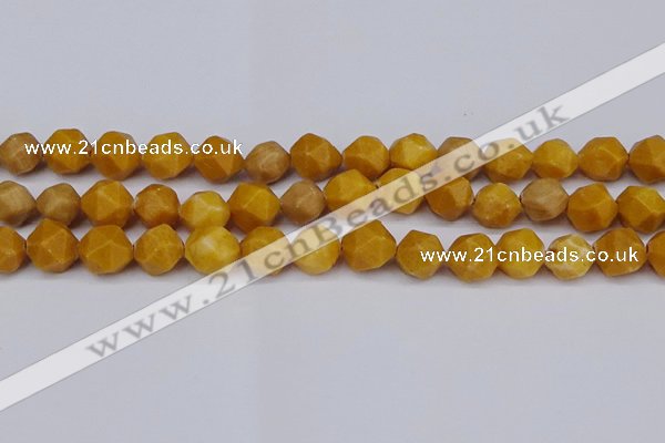 CNG6115 15.5 inches 8mm faceted nuggets yellow jade beads