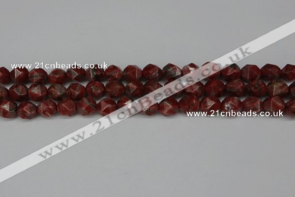 CNG6123 15.5 inches 8mm faceted nuggets brecciated jasper beads