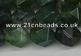 CNG6154 15.5 inches 10mm faceted nuggets moss agate beads