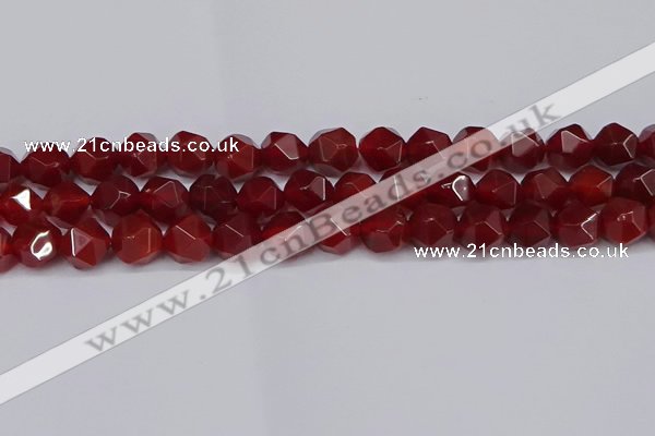 CNG6159 15.5 inches 10mm faceted nuggets red agate beads