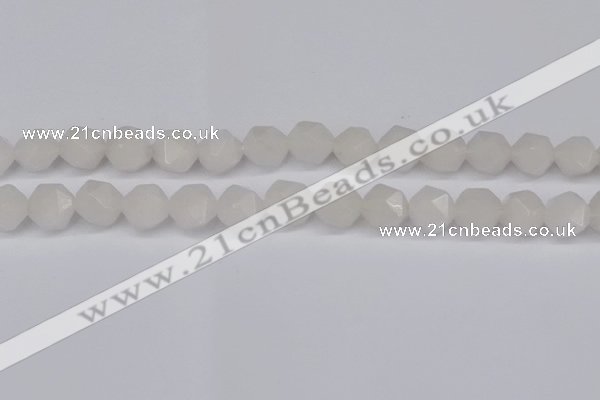 CNG6186 15.5 inches 10mm faceted nuggets white jade beads